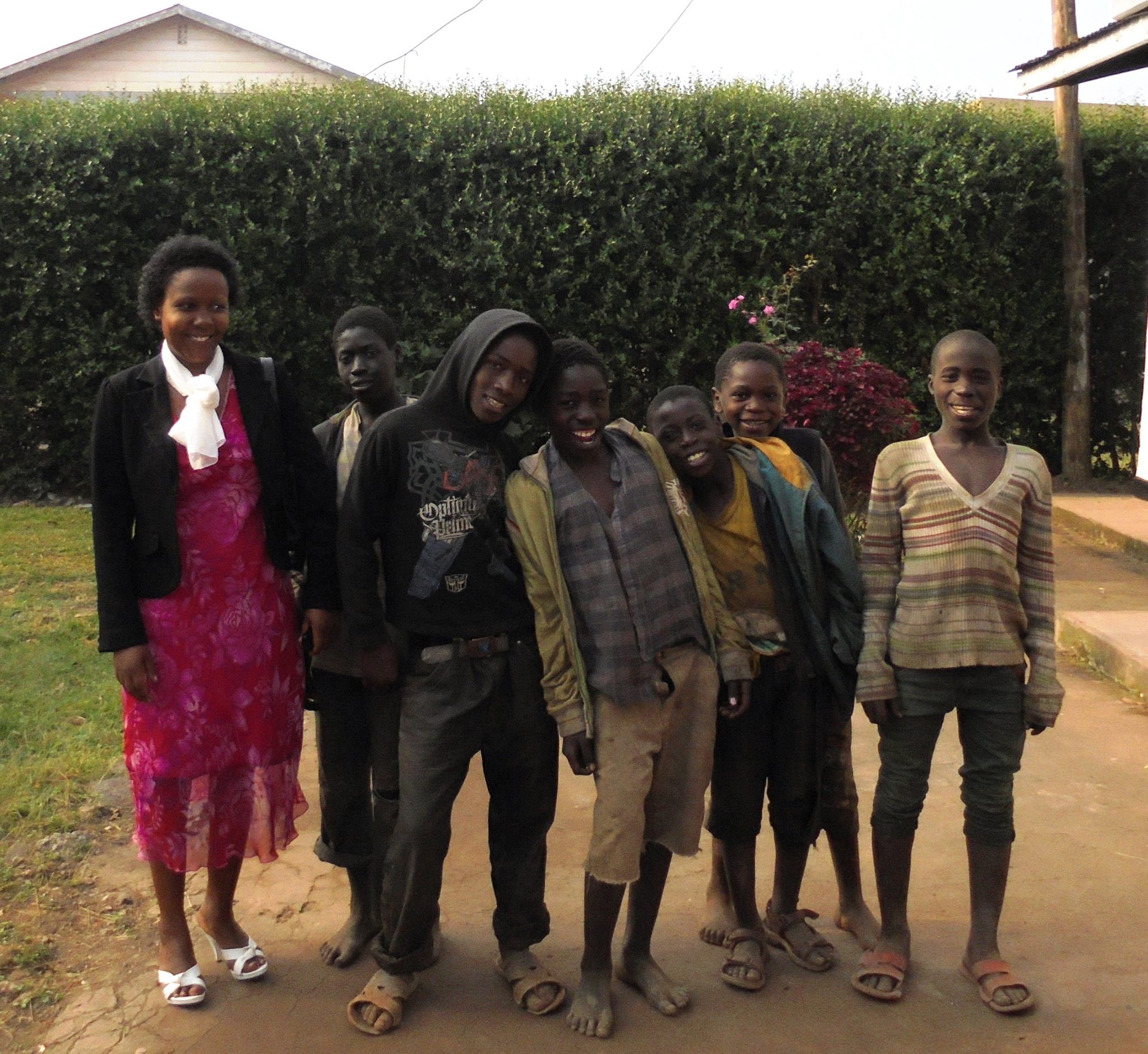 street children with one of the our team