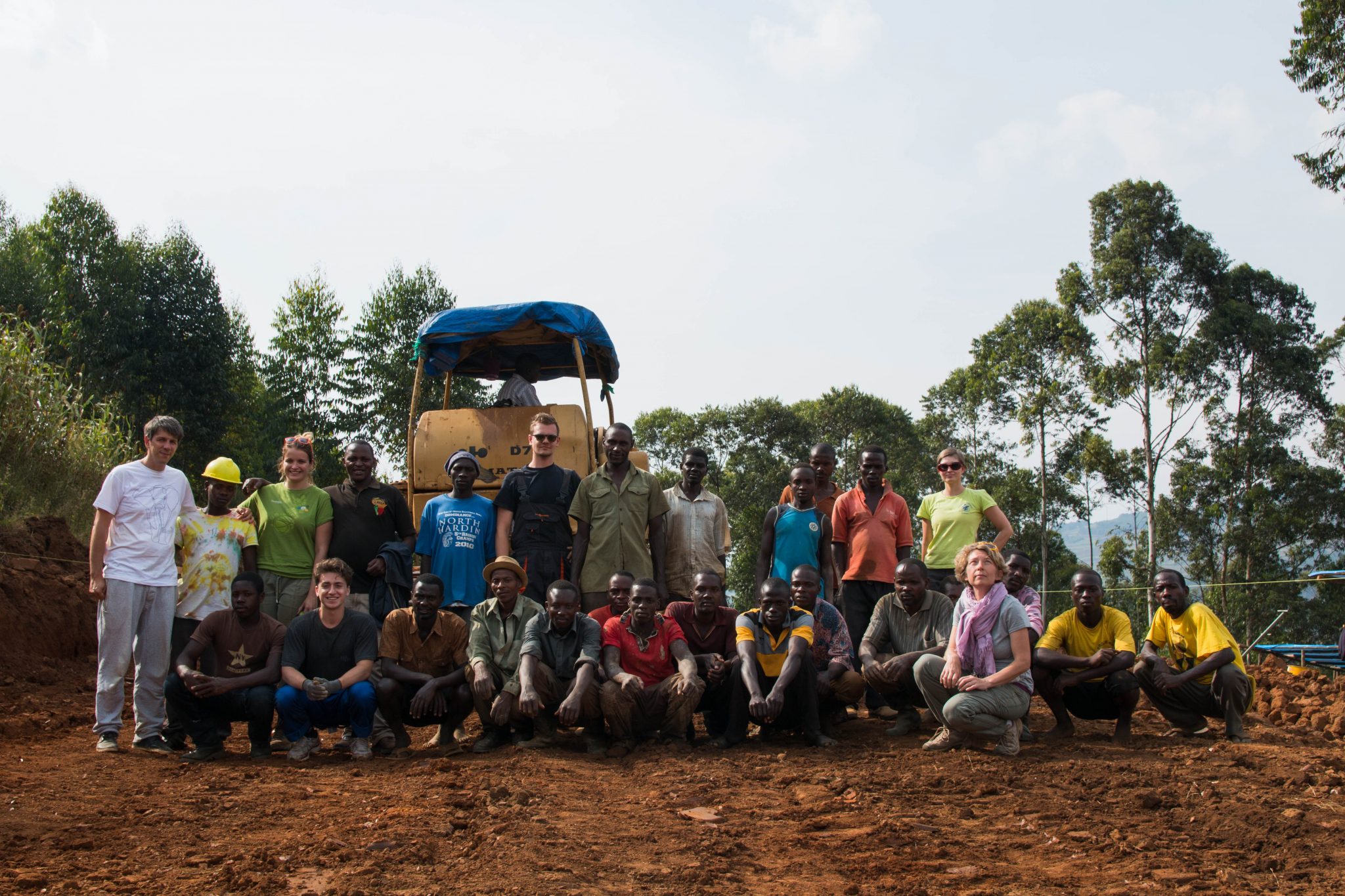 Slovenian team on site with Uganda workers