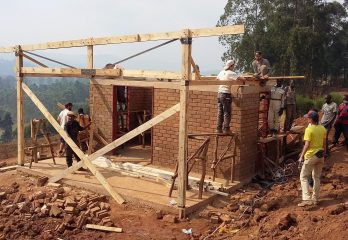 Roof trusses went up on the kitchen today
